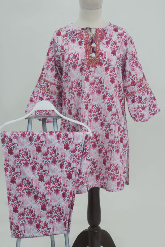 Jam Blossom Printed Cotton Lawn Farshi Shalwar Suit